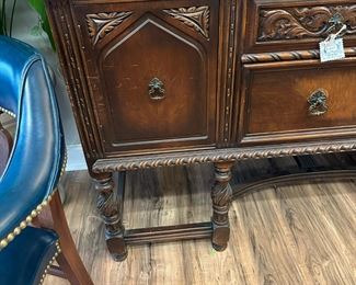 Antique Carved Walnut Sideboard