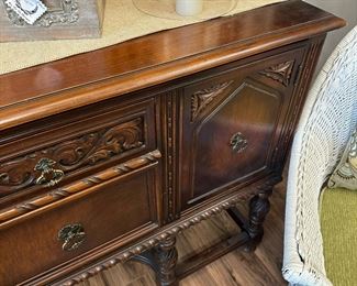 Antique Carved Walnut Sideboard