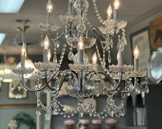Vintage Crystal Chandelier with Beaded Swag