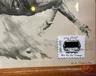 Signed Dry-Point Etching "A Great Sport" by RH PALENSKE