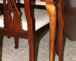 Detail of legs on the drop leaf dining table.