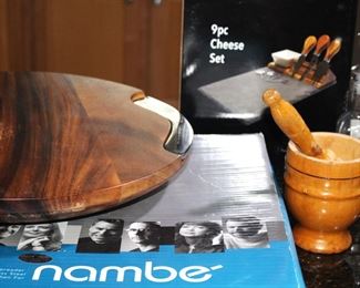 Nambe' cutting board, cheese set and more.