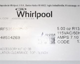 Whirlpool refrigerator information.