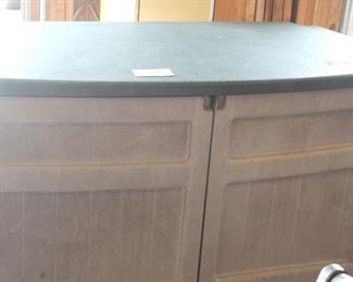 Suncast patio storage box.