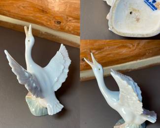Retired Lladro Porcelain Running Goose