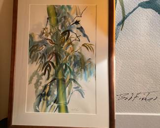 Framed Bamboo Watercolor Bob Fisher
