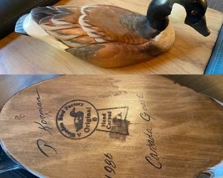1986 Hand Painted/Carved Canada Wood Goose A Wooden Bird Factory Original USA Signed P Hoznian