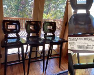 Stanley Furniture set of 3 Artesian Wood Swivel Bar Stools