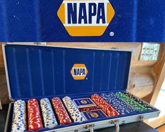 Napa Poker Chips/Cars Set in Metal Case