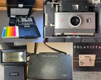 Vintage Polaroid 101 Automatic Land Camera & General Electric Flashpack I’m Case