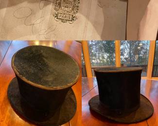 Antique Mode De Paris Velvet Top Hat