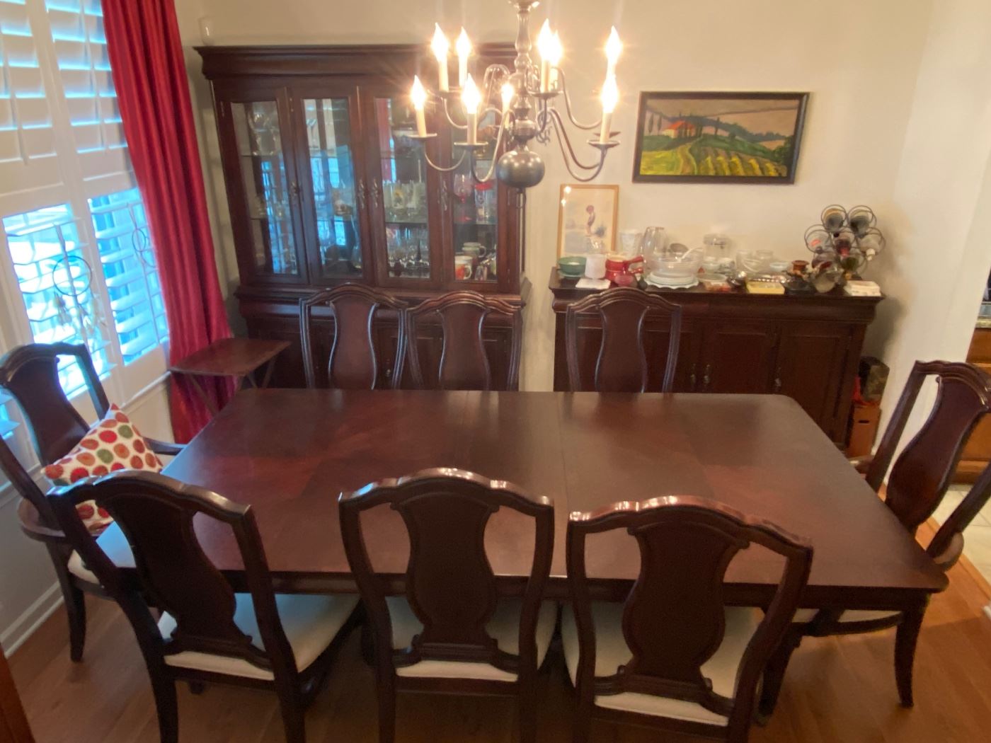 dining room set, table and 8 chairs