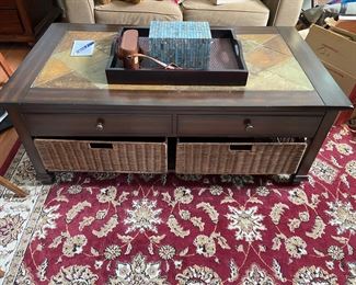 coffee table with baskets