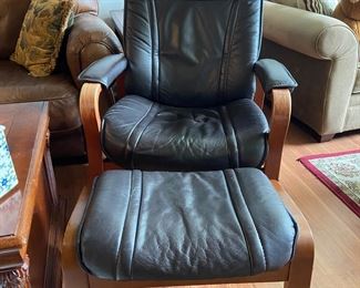 Leather chair and foot stool