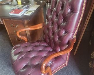Front burgundy desk chest chair,