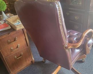 Rear of burgundy desk 