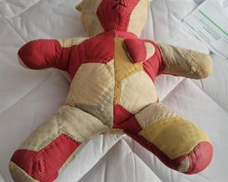 Teddy bear made from antique quilt