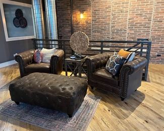 Club Chair and Ottoman Set: a Great Place to Have a Conversation & Unwind After Work. 