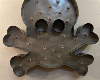 Modern Industrial Skull & Crossbones: It Illuminates — Super Cool Conversation Piece! 