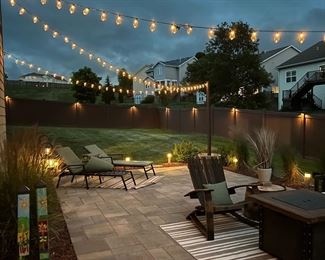 Great Outdoor Pieces — “Sticks”-esque Art Pieces from Accents and Interiors in Urbandale, Custom-Made Whiskey Barrel Adirondack Chairs from The Hungarian Workshop in California and Chaise Lounges and Outdoor Couches. 