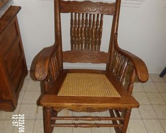 beautiful cane/straw bottom rocking chair