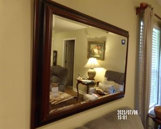 wood framed beveled mirror
