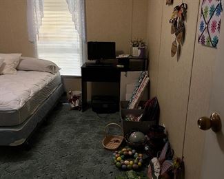 Holiday items, computer desk