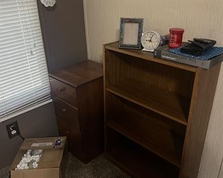 nightstand, bookshelf 