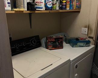 cleaning items, washer, dryer 
