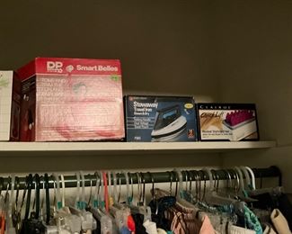 Boxed items in bedroom cloSet
