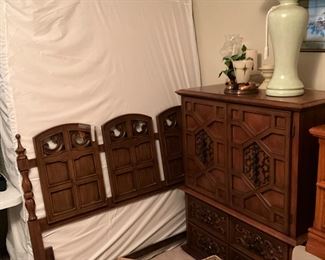 Chest, headboard, mattress & box springs