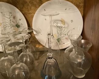 Close up of set of China in China cabinet 
