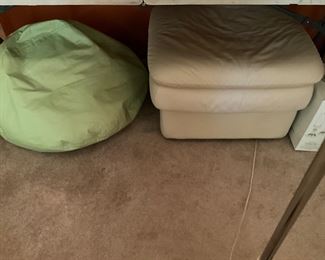 Bean bag and white stool