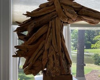 Driftwood horse sculpture