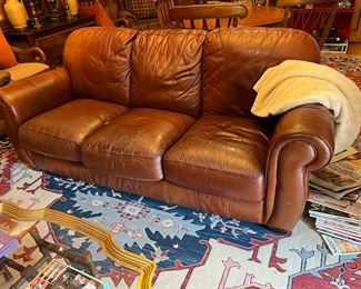 Lane leather 6 cushion sofa and matching chair