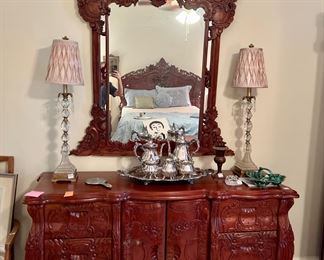 Bedroom suit with this dresser, bed and matching side tables.  All match but are sold separately 