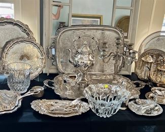 Silver plate party ware.  