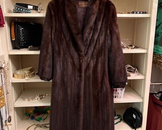 Full length mahogany mink coat, size small