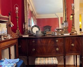 Antique buffet and extra large mirror