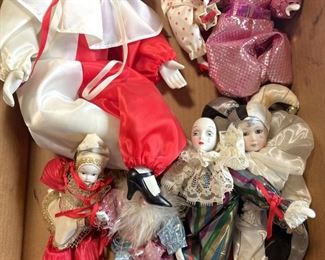 Box of porcelain jesters assorted sizes