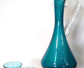 Empoli Hand-blown Teal Cordial Decanter