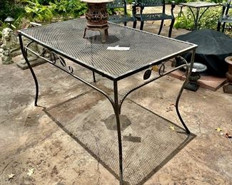 rectangular iron mesh patio table
