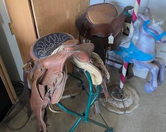 Two Western Leather Saddles