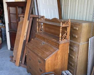 Tall 30’s chest of drawers, maple secretary, 