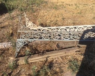 Two piece ornamental iron structural porch posting, 1 middle post and 1 corner post