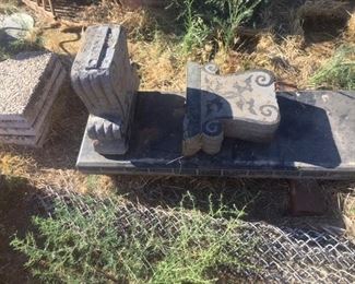 1 of two granite benches with bases 