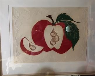 EMBRYOS IN APPLE SEEDS.             Crazy wired signed numbered art print/litho with embossed art parchment