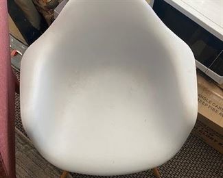 IKEA type Retro Plastic Chair with wooden Legs