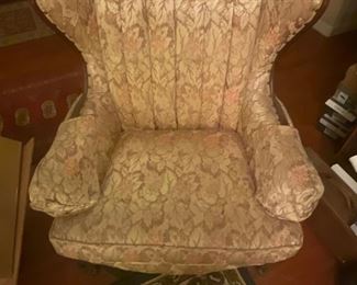 Rosewood Trimmed Stuffed Parlor Chairs set of two 