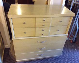 Tall dresser part of set, we just found this one buried in the piles of stuff and is part of the Harmony house set. AWSOME mid century: Wide dresser, Tall dresser (pictured) 2 Nightstands, Headboard